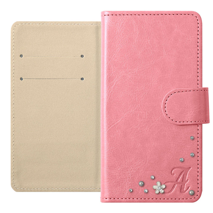 Étui portefeuille simple en cuir végan avec initiale et pierre (avec ceinture)