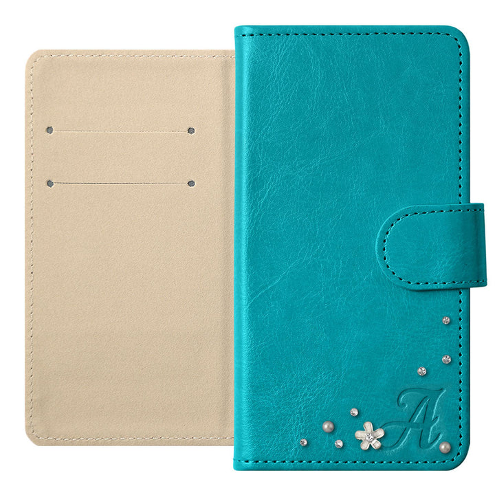Étui portefeuille simple en cuir végan avec initiale et pierre (avec ceinture)