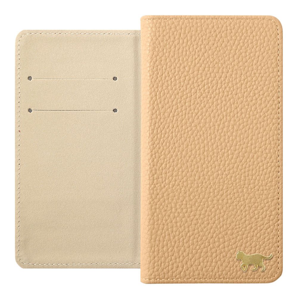 Vegan Leather Textured Leather-Look Gold Cat Decor Wallet Case