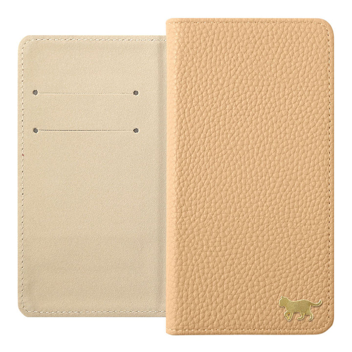 Vegan Leather Textured Leather-Look Gold Cat Decor Wallet Case