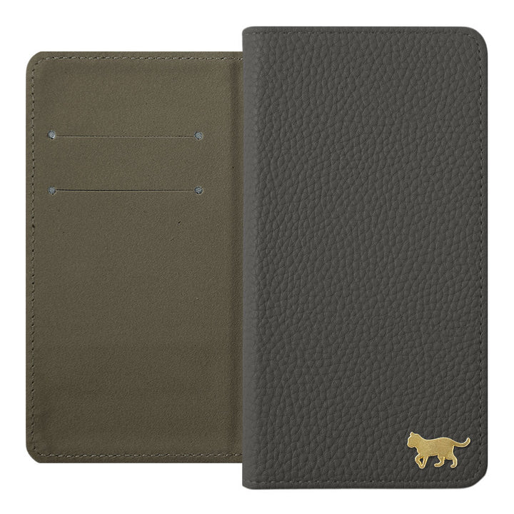 Vegan Leather Textured Leather-Look Gold Cat Decor Wallet Case