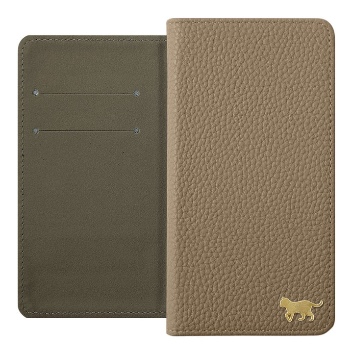 Vegan Leather Textured Leather-Look Gold Cat Decor Wallet Case