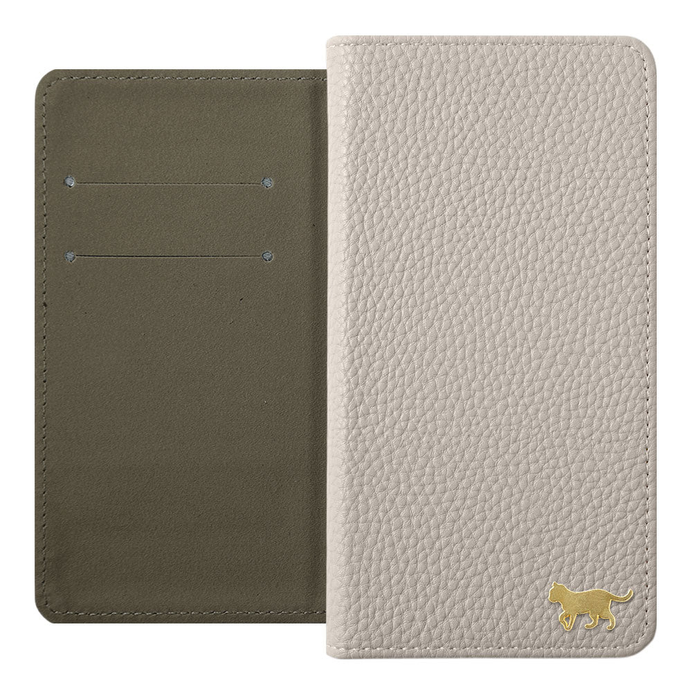 Vegan Leather Textured Leather-Look Gold Cat Decor Wallet Case