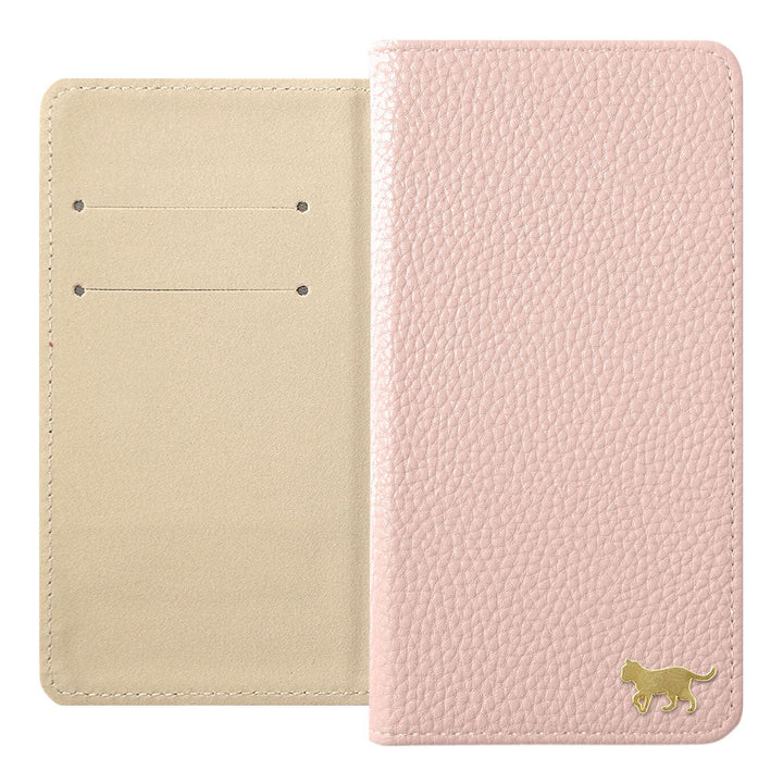 Vegan Leather Textured Leather-Look Gold Cat Decor Wallet Case