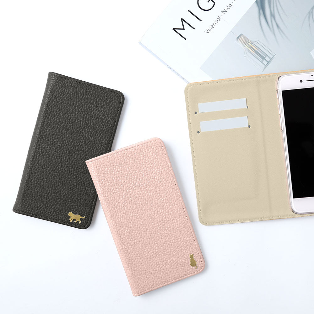 Vegan Leather Textured Leather-Look Gold Cat Decor Wallet Case