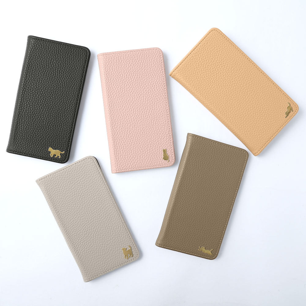 Vegan Leather Textured Leather-Look Gold Cat Decor Wallet Case