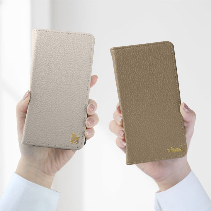 Vegan Leather Textured Leather-Look Gold Cat Decor Wallet Case