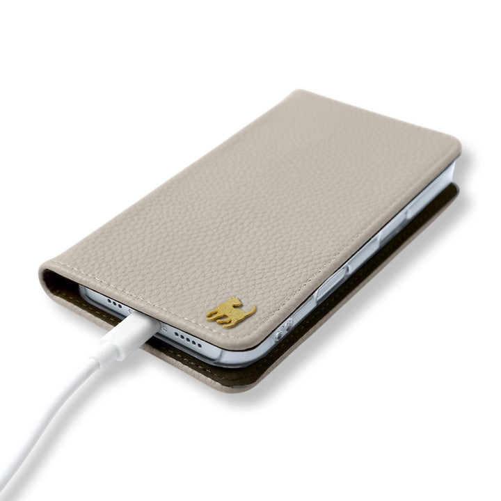 Vegan Leather Textured Leather-Look Gold Cat Decor Wallet Case