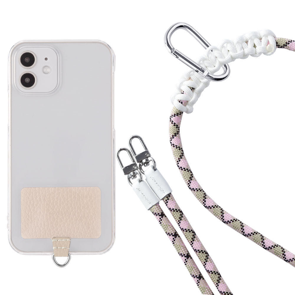 Étui transparent cuir véritable 32 couleurs cuir italien grainé ensemble porte-cartes & sangle d'épaule corde 8mm avec étui arrière