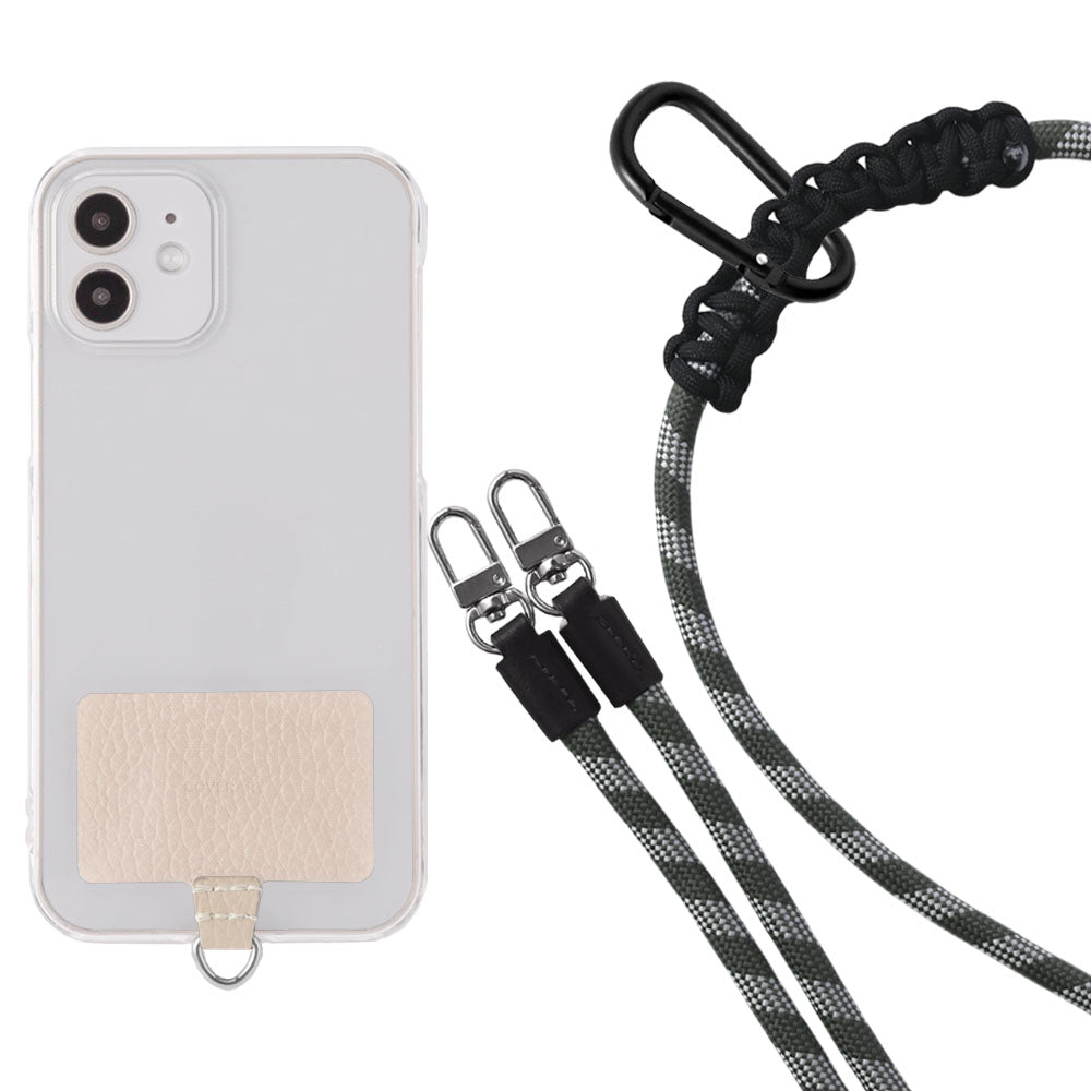 Étui transparent cuir véritable 32 couleurs cuir italien grainé ensemble porte-cartes & sangle d'épaule corde 8mm avec étui arrière