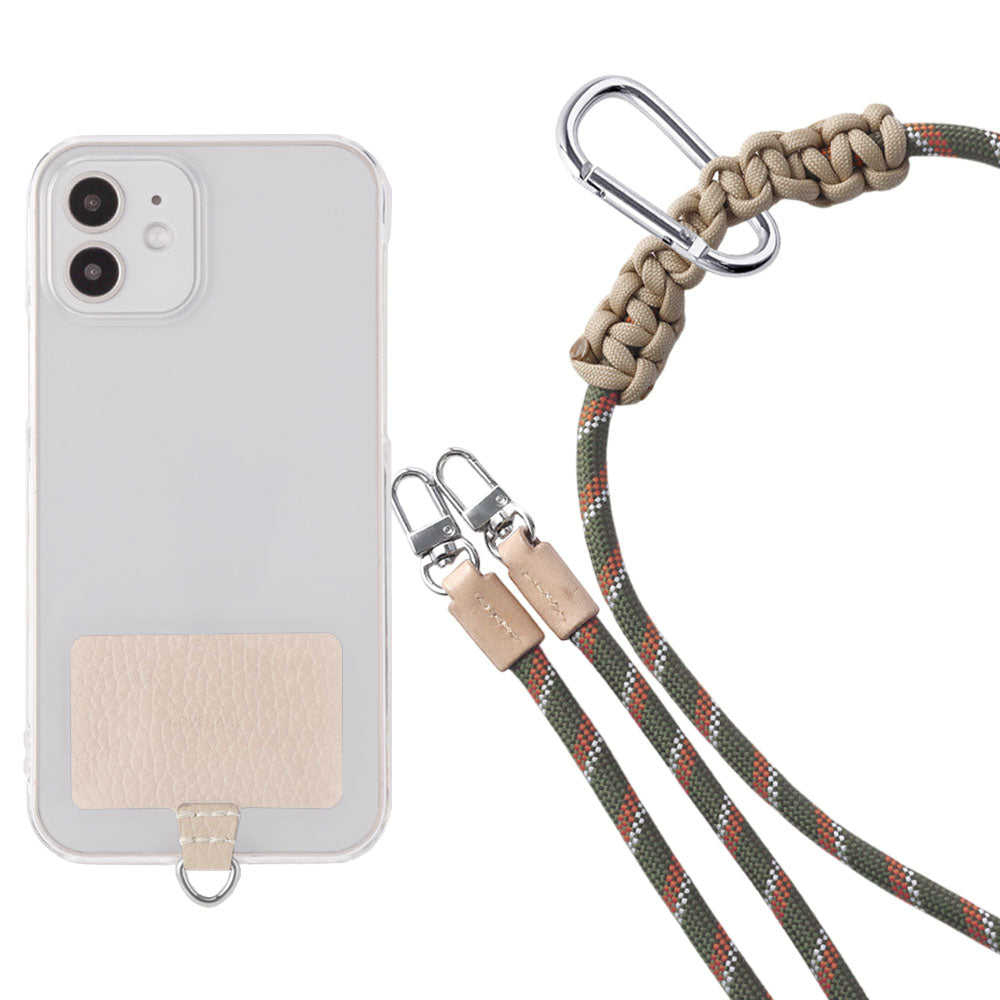 Étui transparent cuir véritable 32 couleurs cuir italien grainé ensemble porte-cartes & sangle d'épaule corde 8mm avec étui arrière