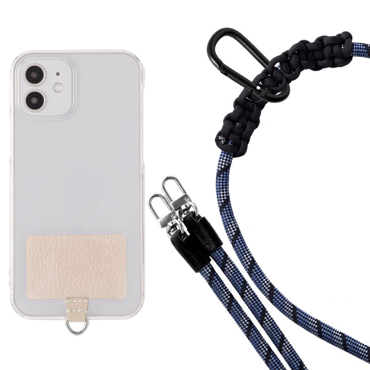 Étui transparent cuir véritable 32 couleurs cuir italien grainé ensemble porte-cartes & sangle d'épaule corde 8mm avec étui arrière