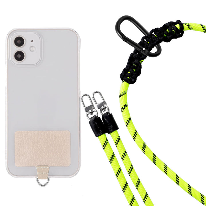 Étui transparent cuir véritable 32 couleurs cuir italien grainé ensemble porte-cartes & sangle d'épaule corde 8mm avec étui arrière