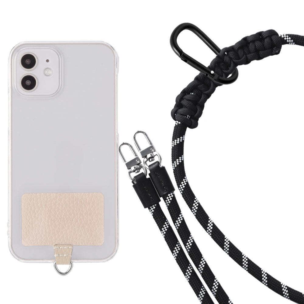 Étui transparent cuir véritable 32 couleurs cuir italien grainé ensemble porte-cartes & sangle d'épaule corde 8mm avec étui arrière