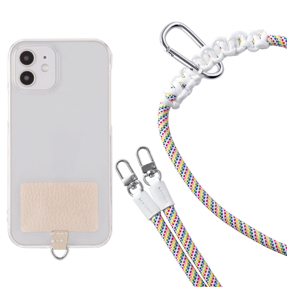 Étui transparent cuir véritable 32 couleurs cuir italien grainé ensemble porte-cartes & sangle d'épaule corde 8mm avec étui arrière