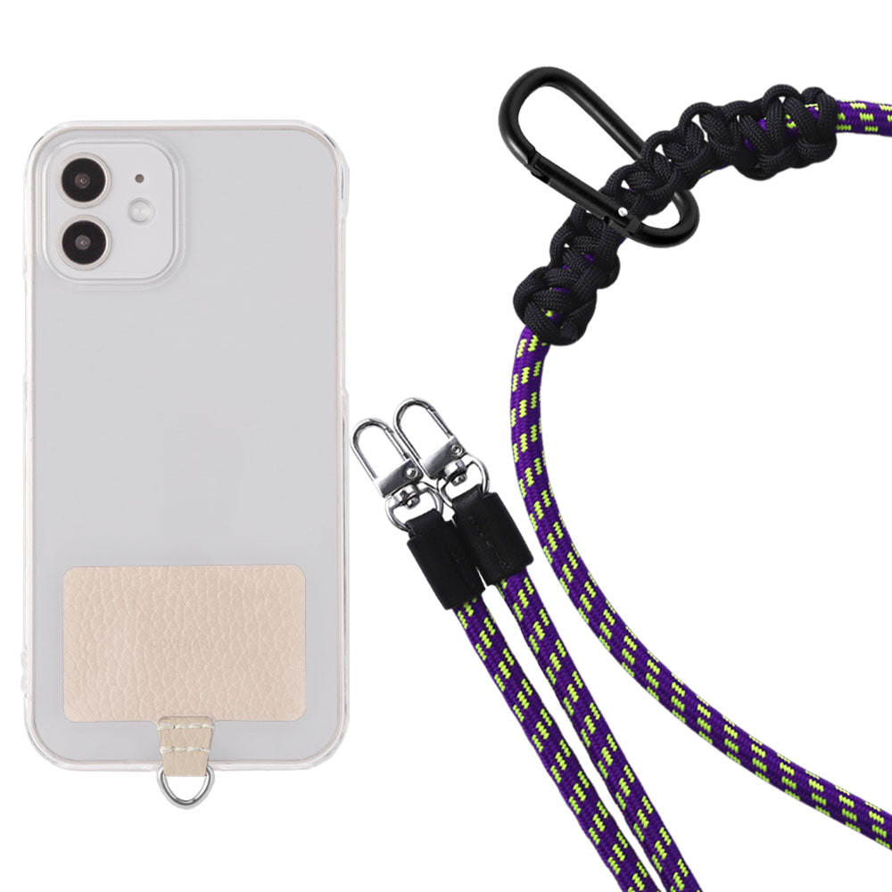 Étui transparent cuir véritable 32 couleurs cuir italien grainé ensemble porte-cartes & sangle d'épaule corde 8mm avec étui arrière