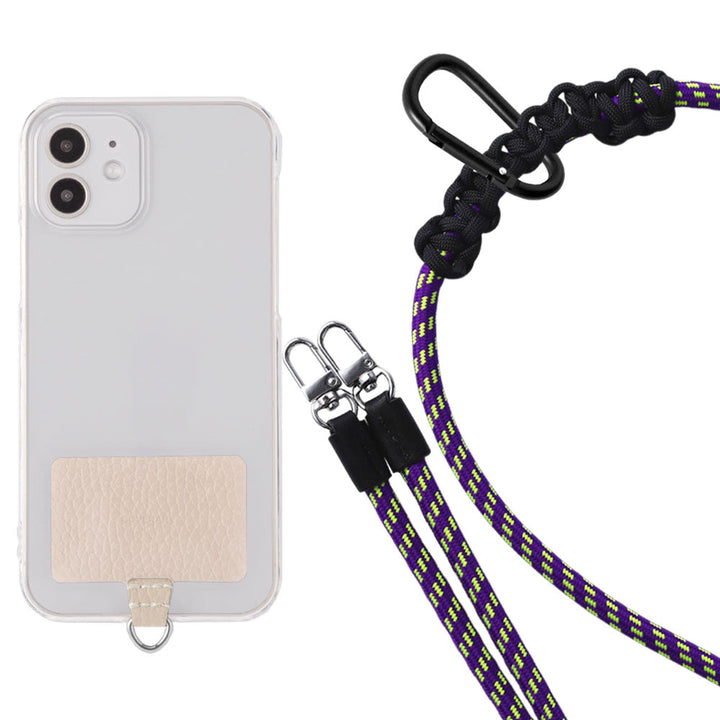 Étui transparent cuir véritable 32 couleurs cuir italien grainé ensemble porte-cartes & sangle d'épaule corde 8mm avec étui arrière