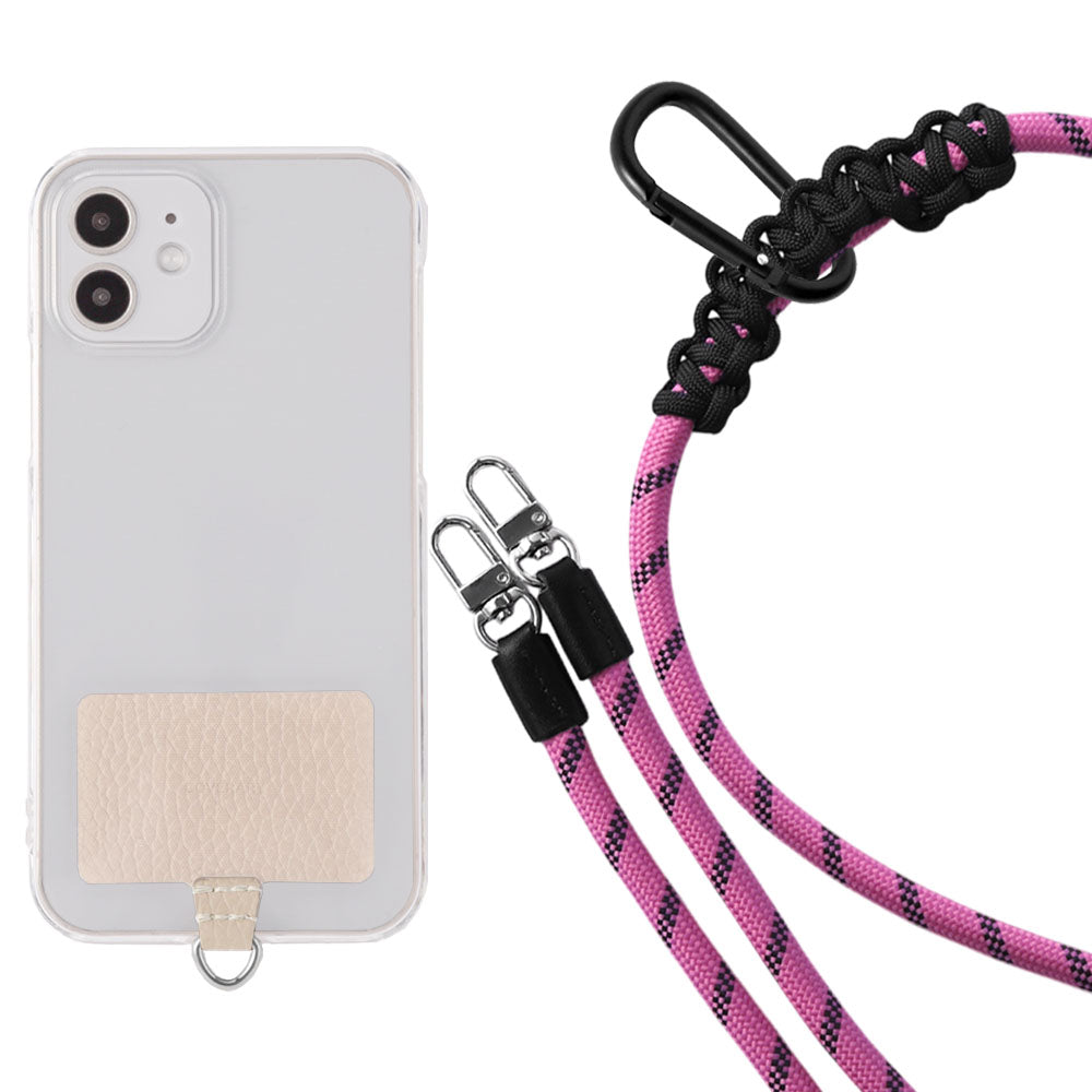 Étui transparent cuir véritable 32 couleurs cuir italien grainé ensemble porte-cartes & sangle d'épaule corde 8mm avec étui arrière