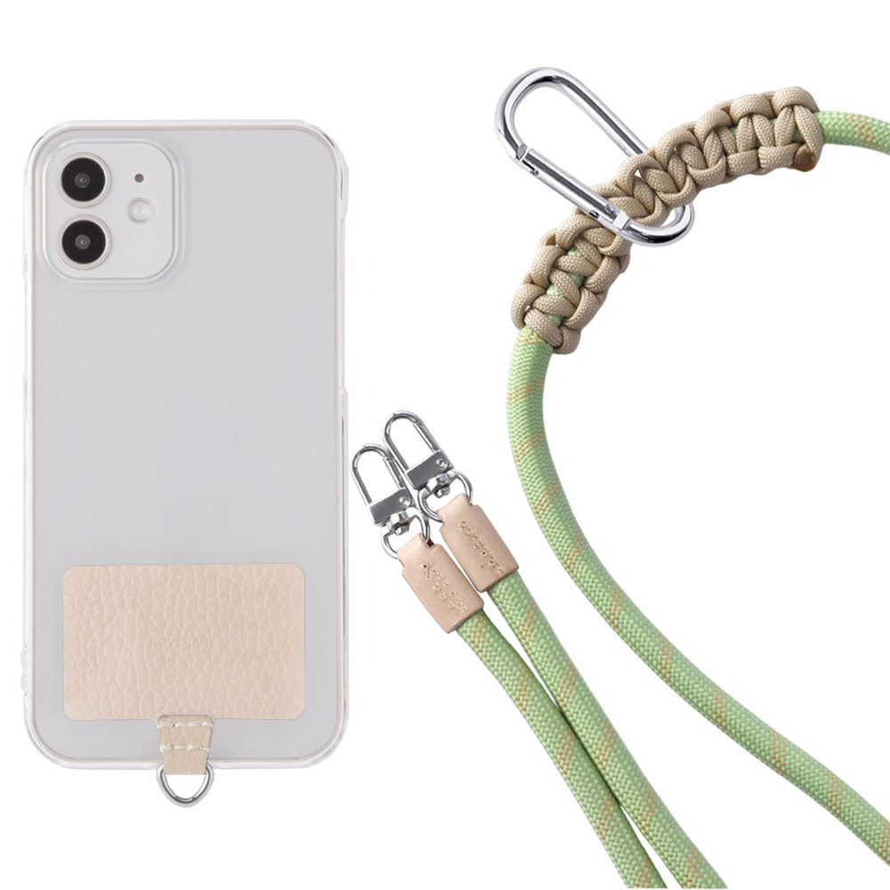 Étui transparent cuir véritable 32 couleurs cuir italien grainé ensemble porte-cartes & sangle d'épaule corde 8mm avec étui arrière