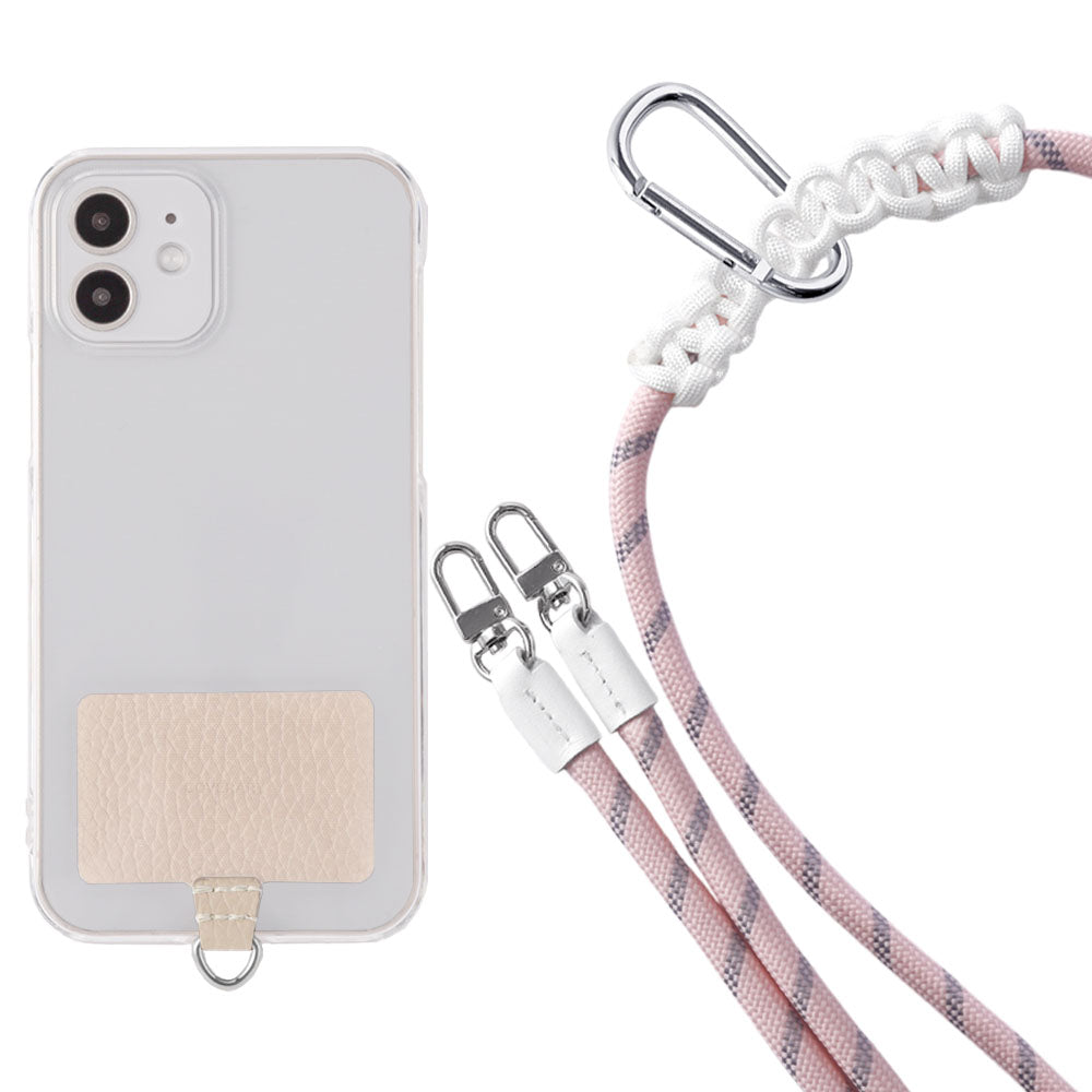 Étui transparent cuir véritable 32 couleurs cuir italien grainé ensemble porte-cartes & sangle d'épaule corde 8mm avec étui arrière