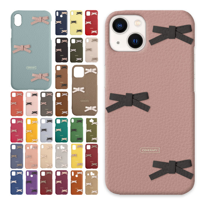 自分でデザイン リボンデコ 背面ケース 本革 32色 イタリアンシュリンクレザー