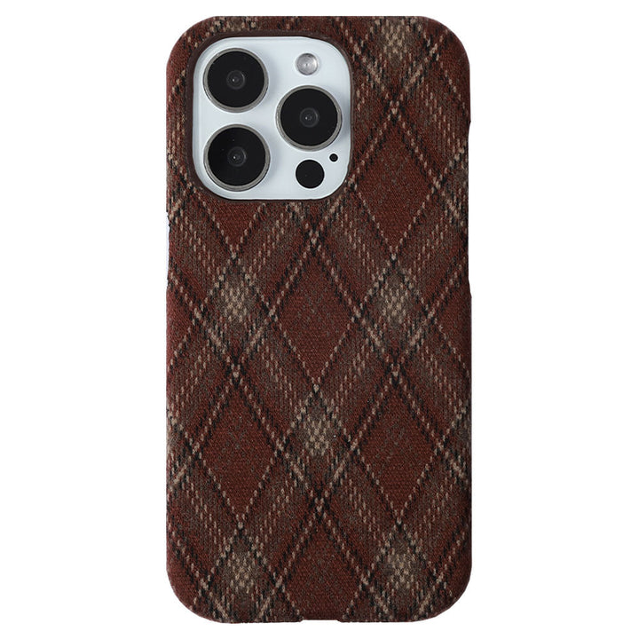 Textile Check Pattern Back Case for iPhone Series