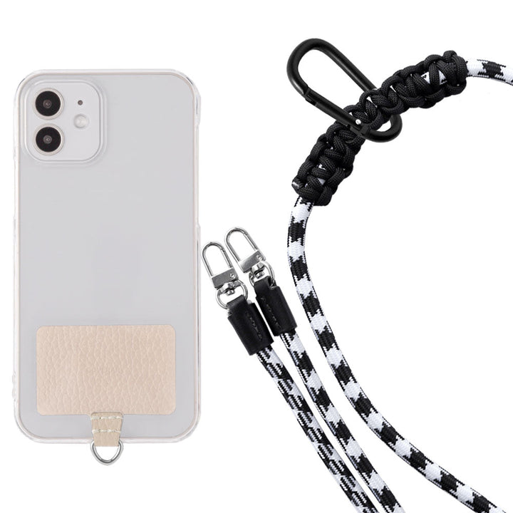 Étui transparent cuir véritable 32 couleurs cuir italien grainé ensemble porte-cartes & sangle d'épaule corde 8mm avec étui arrière