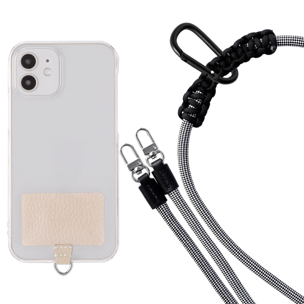 Étui transparent cuir véritable 32 couleurs cuir italien grainé ensemble porte-cartes & sangle d'épaule corde 8mm avec étui arrière