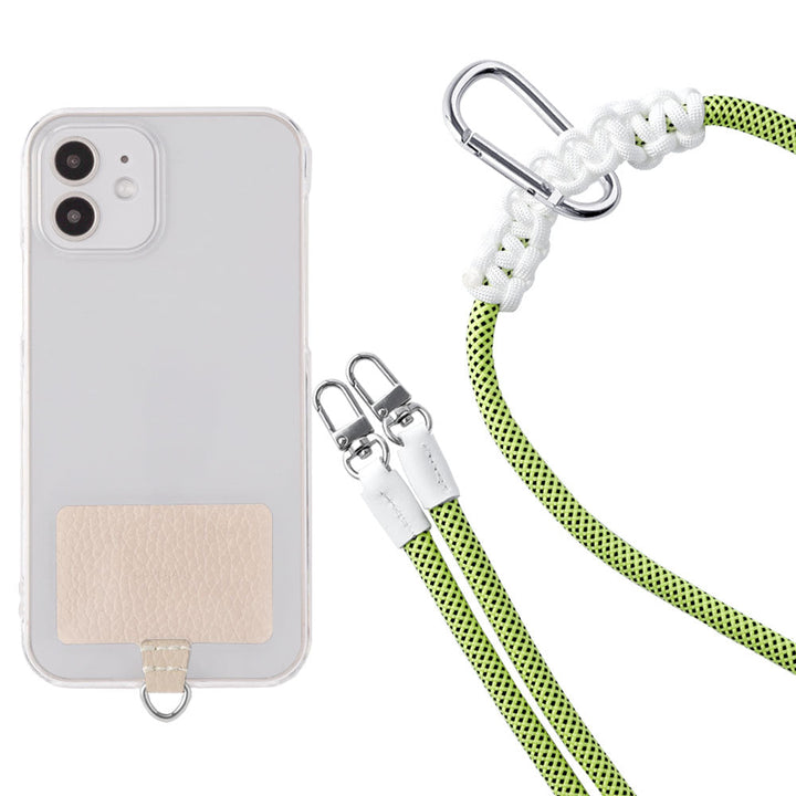 Étui transparent cuir véritable 32 couleurs cuir italien grainé ensemble porte-cartes & sangle d'épaule corde 8mm avec étui arrière