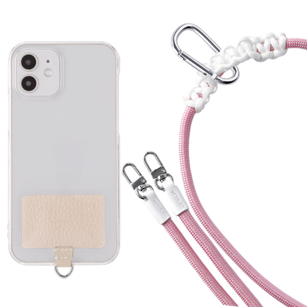 Étui transparent cuir véritable 32 couleurs cuir italien grainé ensemble porte-cartes & sangle d'épaule corde 8mm avec étui arrière