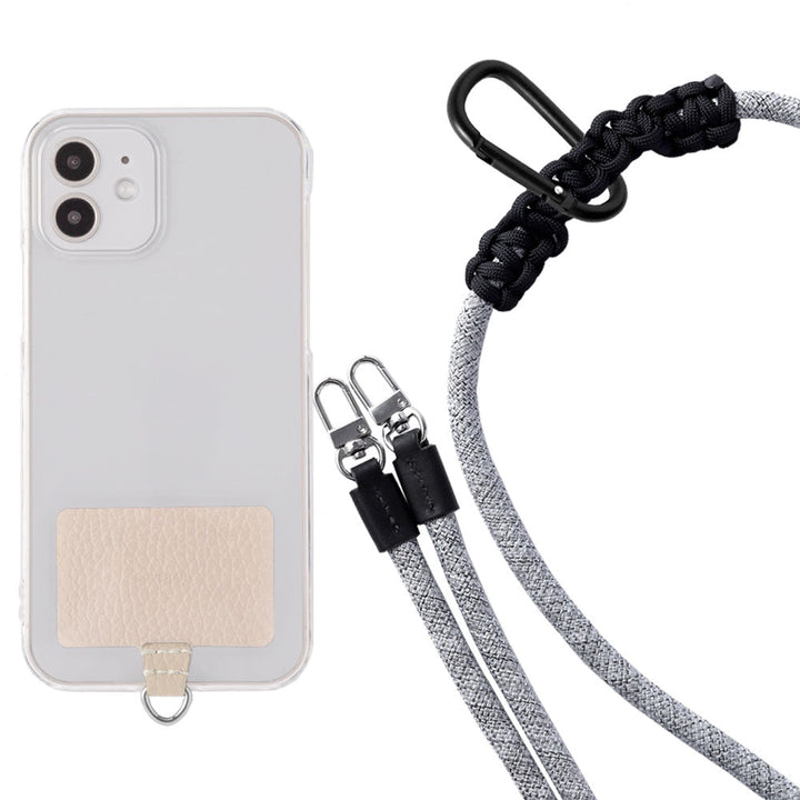 Étui transparent cuir véritable 32 couleurs cuir italien grainé ensemble porte-cartes & sangle d'épaule corde 8mm avec étui arrière