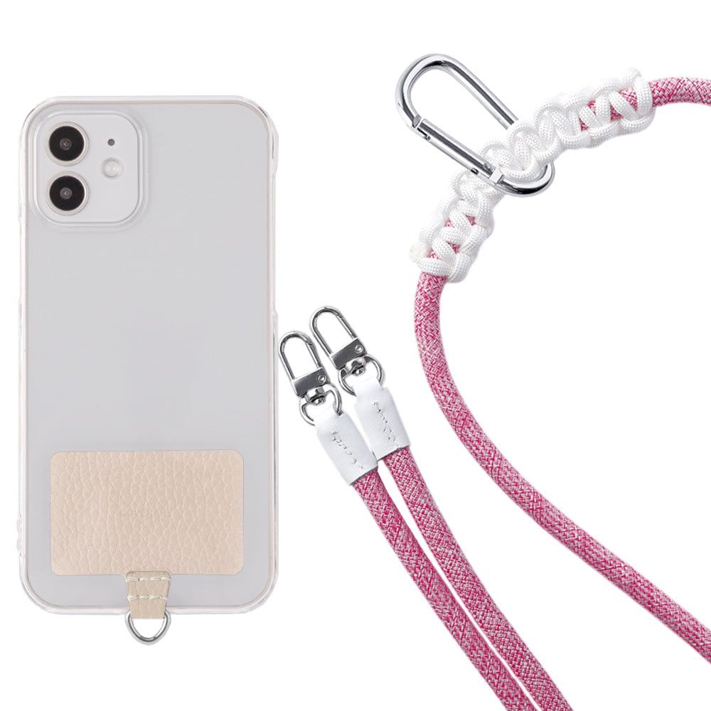 Étui transparent cuir véritable 32 couleurs cuir italien grainé ensemble porte-cartes & sangle d'épaule corde 8mm avec étui arrière