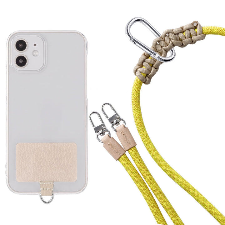 Étui transparent cuir véritable 32 couleurs cuir italien grainé ensemble porte-cartes & sangle d'épaule corde 8mm avec étui arrière