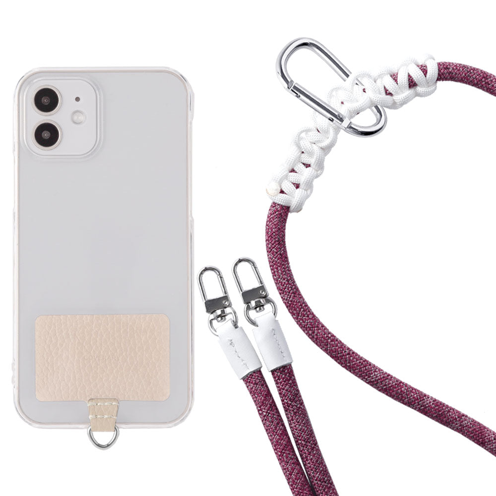 Étui transparent cuir véritable 32 couleurs cuir italien grainé ensemble porte-cartes & sangle d'épaule corde 8mm avec étui arrière