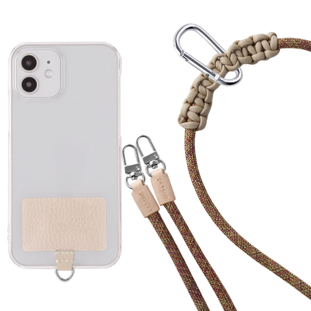 Étui transparent cuir véritable 32 couleurs cuir italien grainé ensemble porte-cartes & sangle d'épaule corde 8mm avec étui arrière