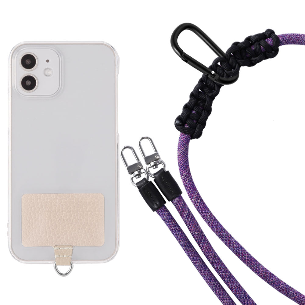 Étui transparent cuir véritable 32 couleurs cuir italien grainé ensemble porte-cartes & sangle d'épaule corde 8mm avec étui arrière