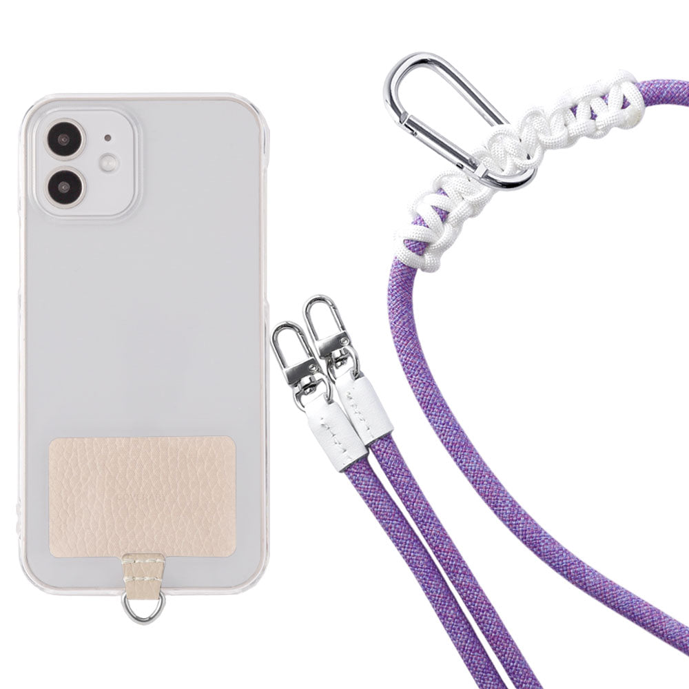 Étui transparent cuir véritable 32 couleurs cuir italien grainé ensemble porte-cartes & sangle d'épaule corde 8mm avec étui arrière