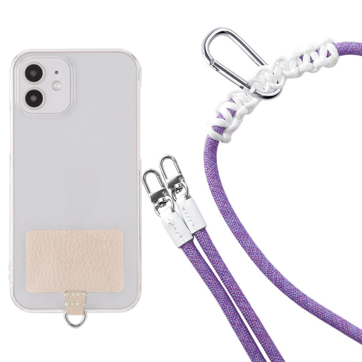 Étui transparent cuir véritable 32 couleurs cuir italien grainé ensemble porte-cartes & sangle d'épaule corde 8mm avec étui arrière