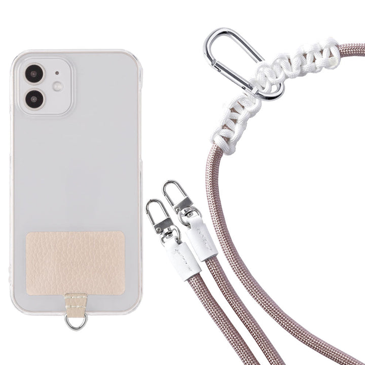 Étui transparent cuir véritable 32 couleurs cuir italien grainé ensemble porte-cartes & sangle d'épaule corde 8mm avec étui arrière