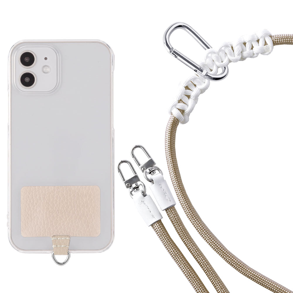 Étui transparent cuir véritable 32 couleurs cuir italien grainé ensemble porte-cartes & sangle d'épaule corde 8mm avec étui arrière