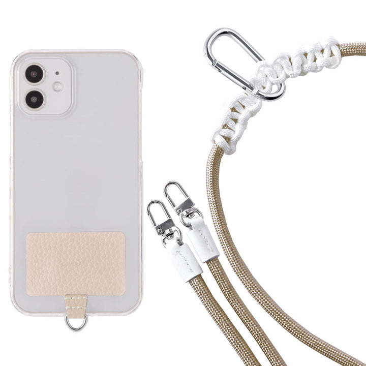 Étui transparent cuir véritable 32 couleurs cuir italien grainé ensemble porte-cartes & sangle d'épaule corde 8mm avec étui arrière