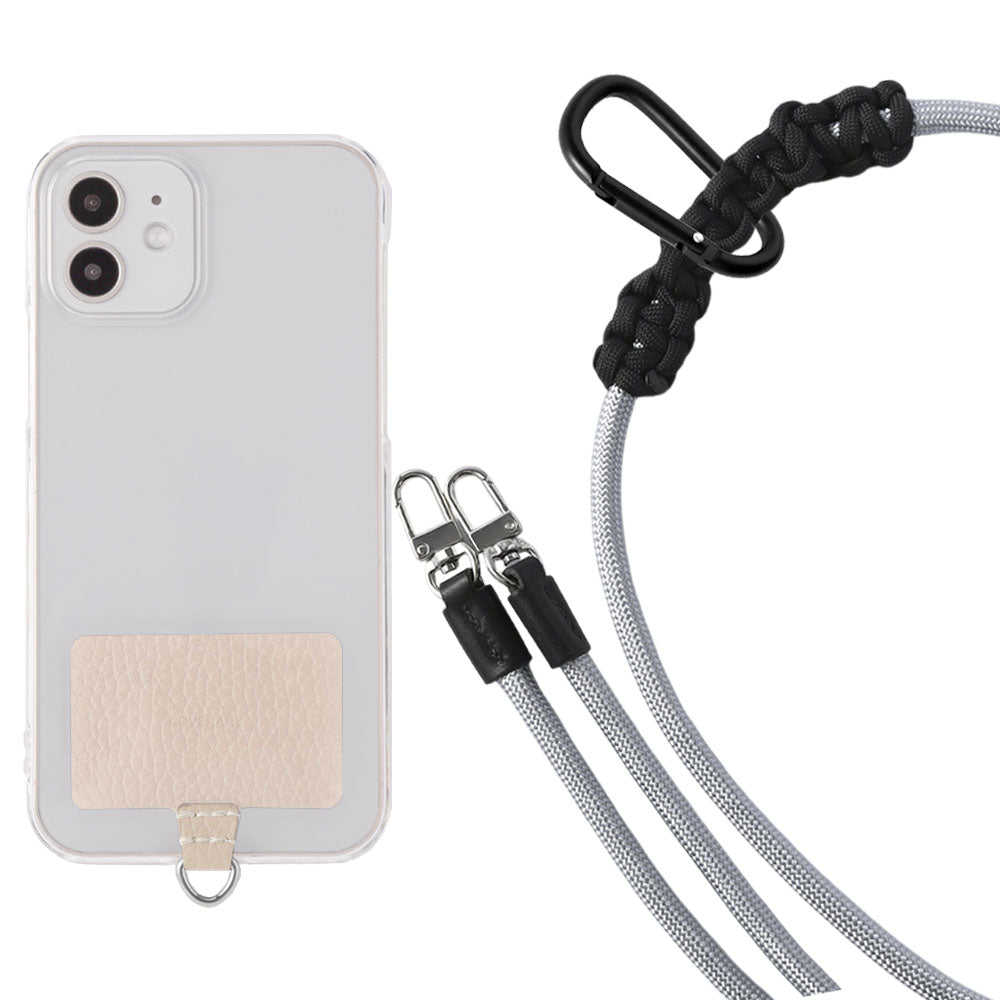 Étui transparent cuir véritable 32 couleurs cuir italien grainé ensemble porte-cartes & sangle d'épaule corde 8mm avec étui arrière