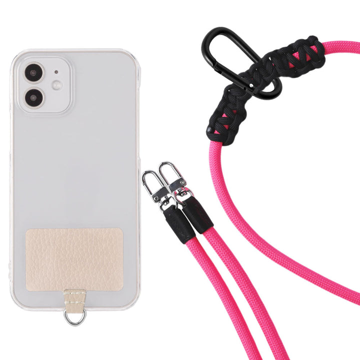 Étui transparent cuir véritable 32 couleurs cuir italien grainé ensemble porte-cartes & sangle d'épaule corde 8mm avec étui arrière