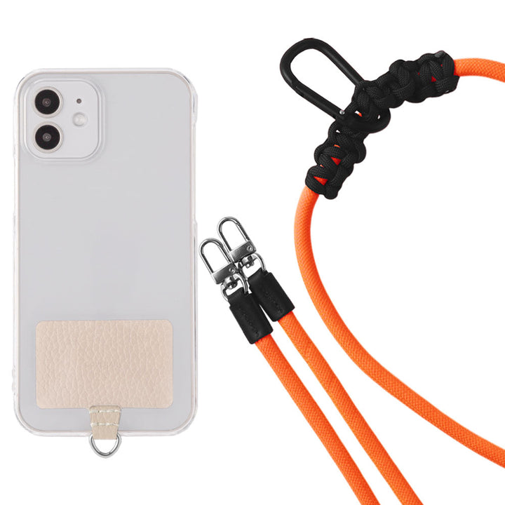 Étui transparent cuir véritable 32 couleurs cuir italien grainé ensemble porte-cartes & sangle d'épaule corde 8mm avec étui arrière