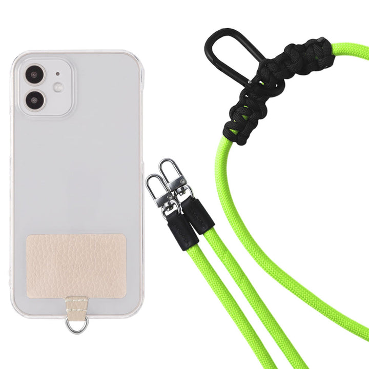 Étui transparent cuir véritable 32 couleurs cuir italien grainé ensemble porte-cartes & sangle d'épaule corde 8mm avec étui arrière