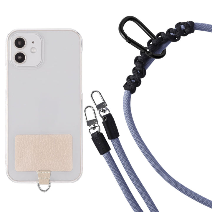 Étui transparent cuir véritable 32 couleurs cuir italien grainé ensemble porte-cartes & sangle d'épaule corde 8mm avec étui arrière