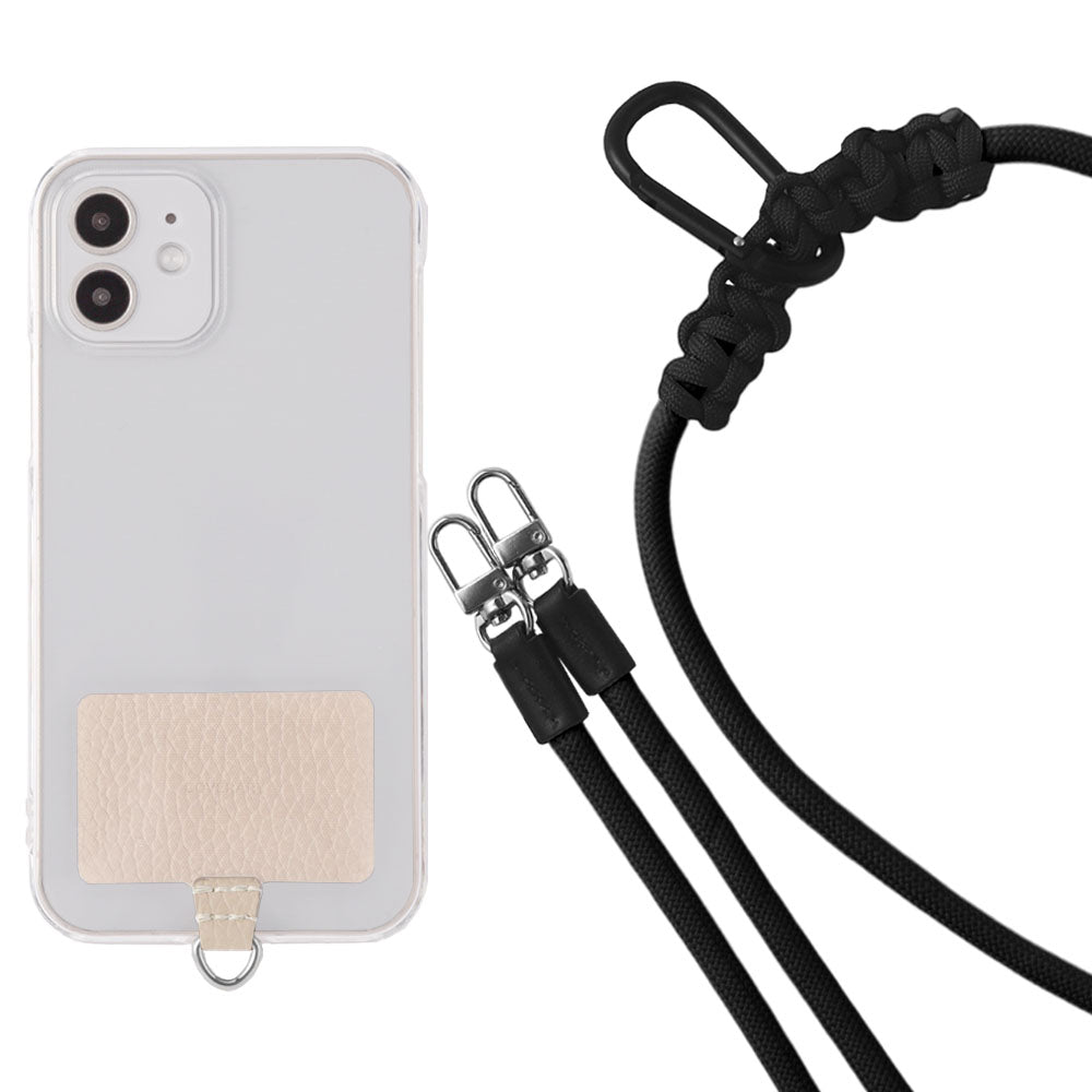 Étui transparent cuir véritable 32 couleurs cuir italien grainé ensemble porte-cartes & sangle d'épaule corde 8mm avec étui arrière