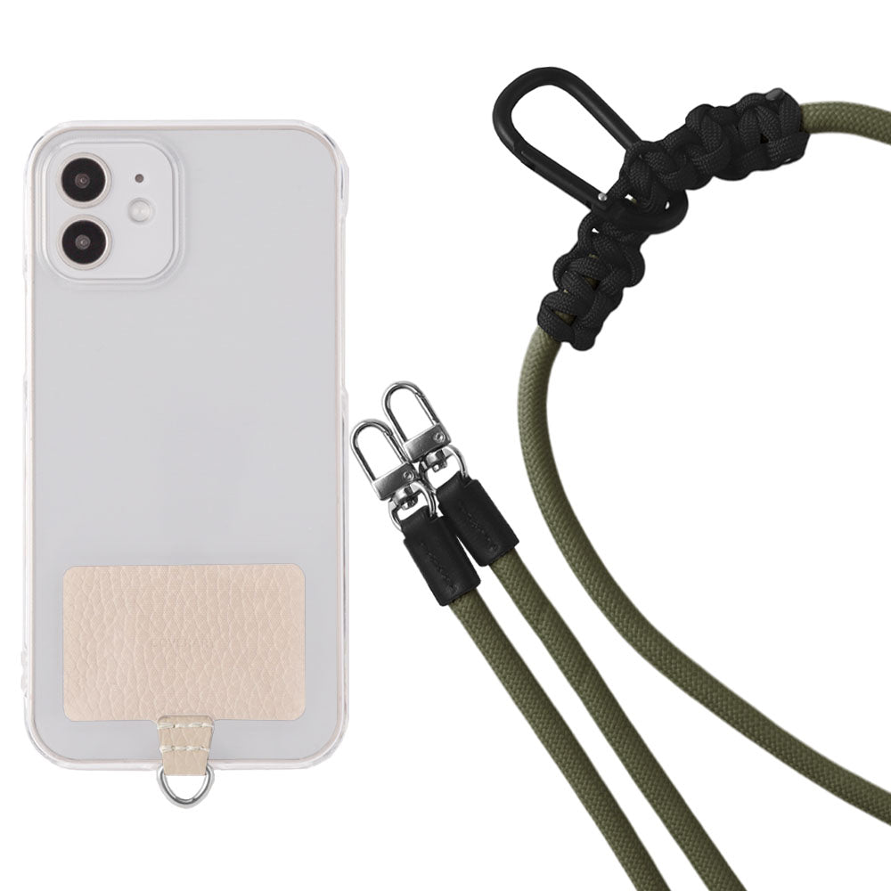 Étui transparent cuir véritable 32 couleurs cuir italien grainé ensemble porte-cartes & sangle d'épaule corde 8mm avec étui arrière