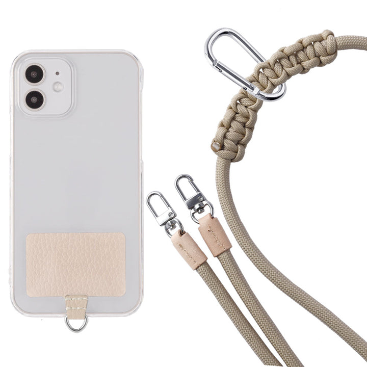 Étui transparent cuir véritable 32 couleurs cuir italien grainé ensemble porte-cartes & sangle d'épaule corde 8mm avec étui arrière