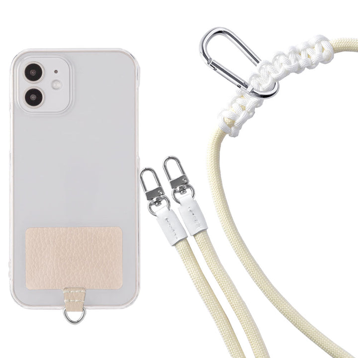 Étui transparent cuir véritable 32 couleurs cuir italien grainé ensemble porte-cartes & sangle d'épaule corde 8mm avec étui arrière